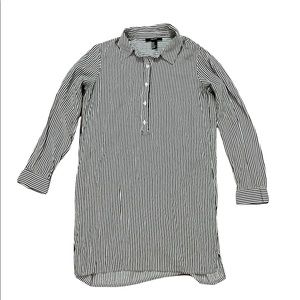 Forever 21 Womens Sheer Blouse Button Down White Long Sleeve Medium Travel Layer